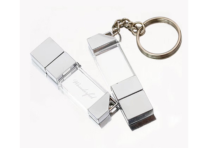 Factory customized Show Life Brand 16G 2.0 green led light Crystal USB with laser logo for copying data on computer