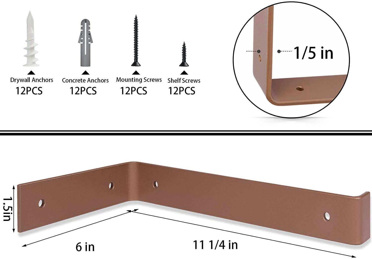 DIY Heavy Duty Carbon Steel Rustic Iron Metal Wall Floating Shelf Bracket Accessories