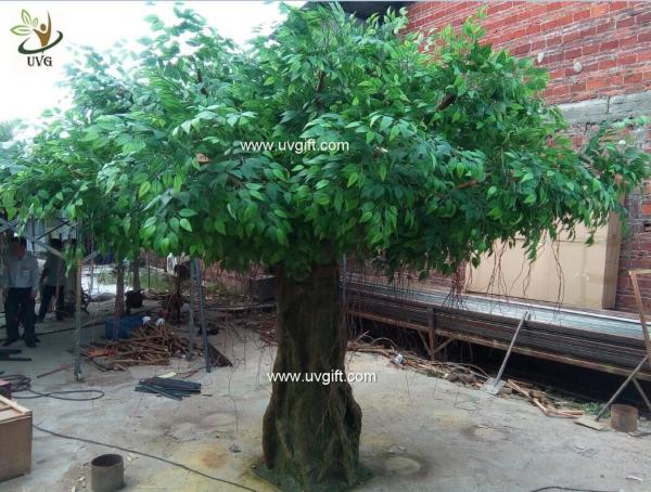 UVG glassfiber indoor green fake banyan tree tall silk trees for shopping center