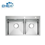 Handmade House Kitchen Sinks Double Bowl SUS304 Stainless Steel Kitchen Sinks