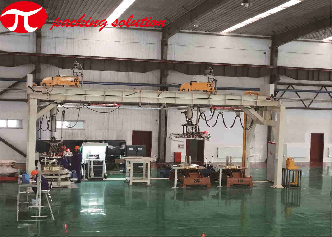 Pneumatic Copper Coil Packing Line ID 300mm With Turning Handling Welding