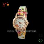Colorful leather band lady fashion watches trave watch for young girls