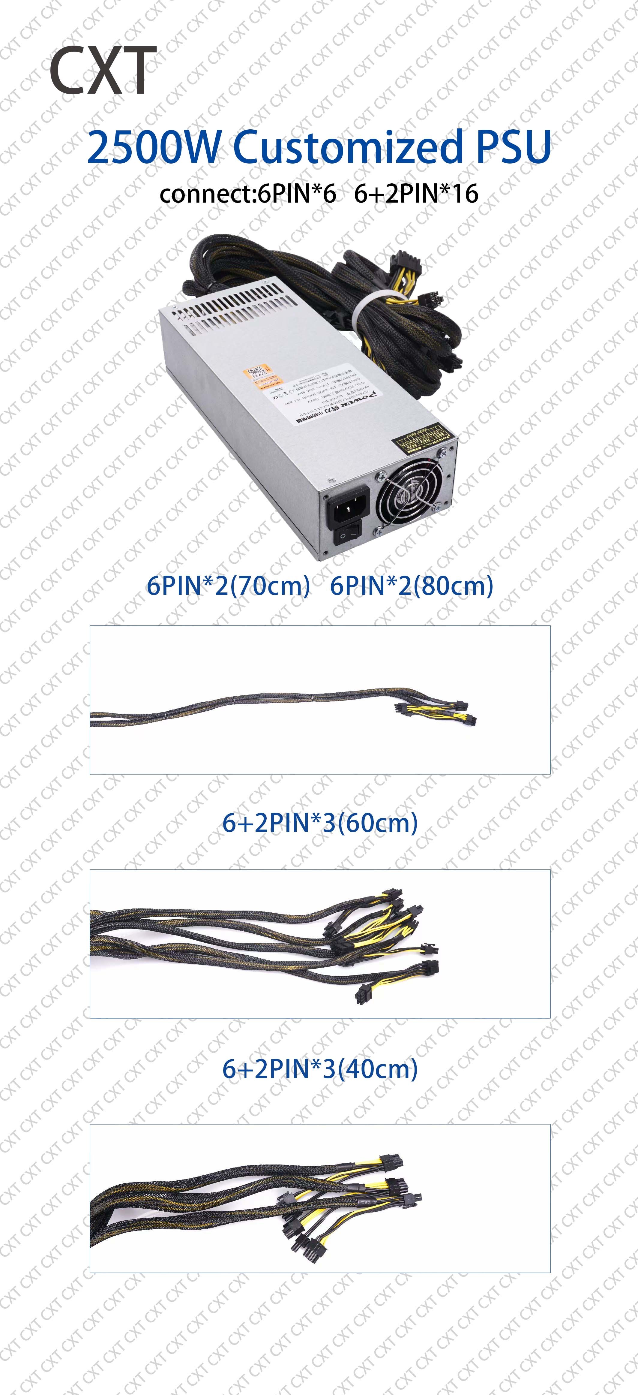Ethereum Bitcoin Asic Miner Power Supply , 2500 Watt Psu For 8 GPU Eth Rig