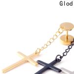 Punk Gothic Stainless Steel Stud Earring Cross Round Fake ear taper dumbbell