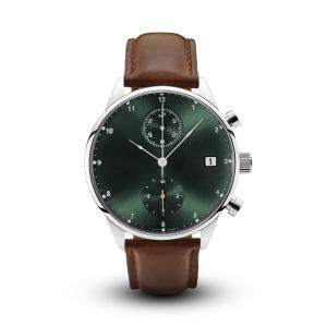 Wholesale High End Mens Watches Brown Leather Strap With Green Sunray Grain Dial from china suppliers