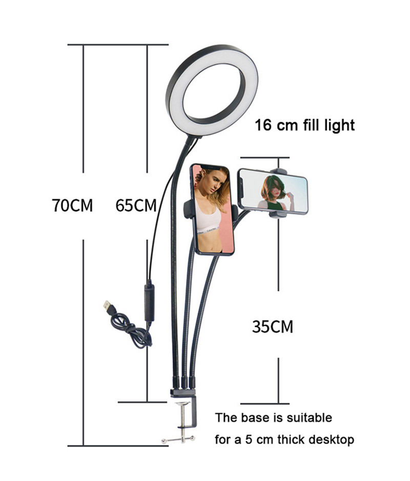 Universal Selfie Ring Light With Flexible Mobile Phone Holder Lazy Bracket Desk Lamp LED Light For Live Stream Office