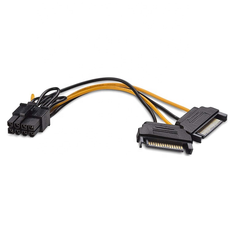 Splitter 8 Pin PCIe Express Male to Dual 15 pin Sata Power Adapter ATX Cable