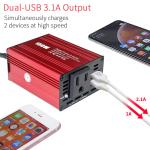 RED 150W Portable Car Inverter Dual USB Power Converter 12V DC to AC 110V 220V