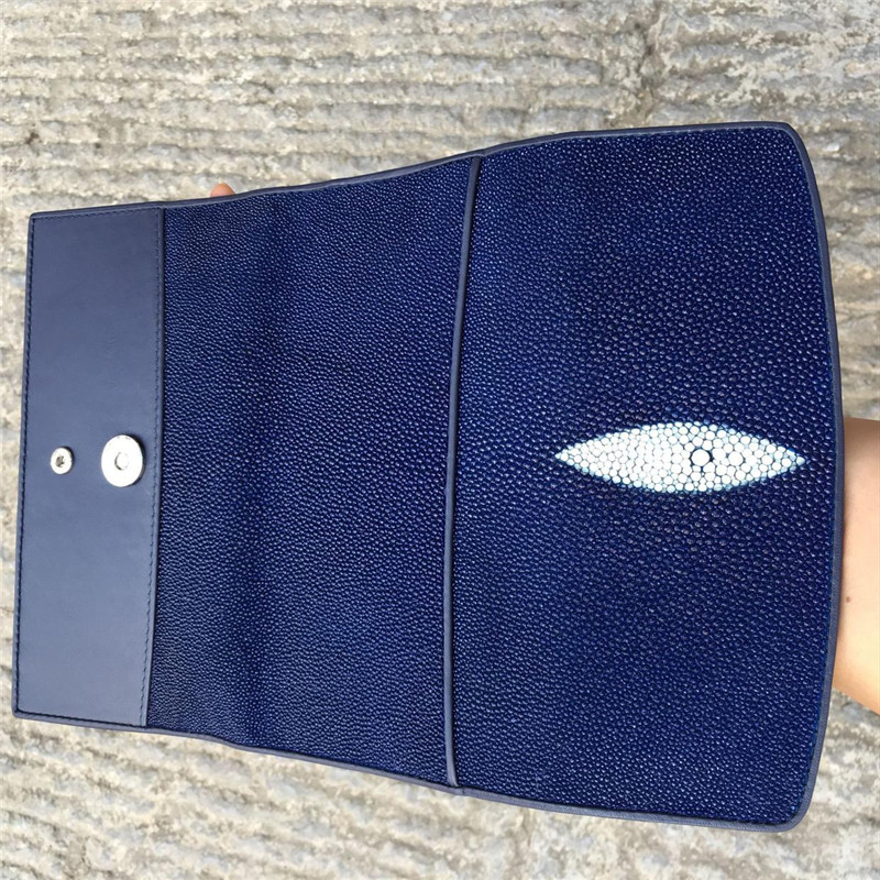 Unisex Authentic Stingray Skin Male Long Trifold Wallet Genuine Leather Women Men Large Clutch Purse Lady Money Bag