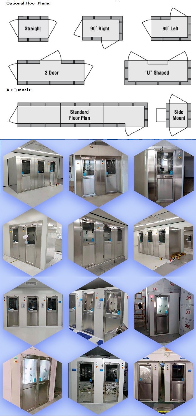 Intelligent Air Shower Room 3000W Cargo Air Shower Customized For Lab