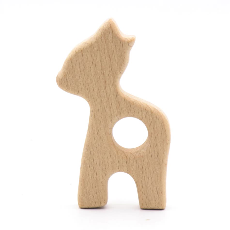 Beech wooden teether Ring -Heart shaped baby teether