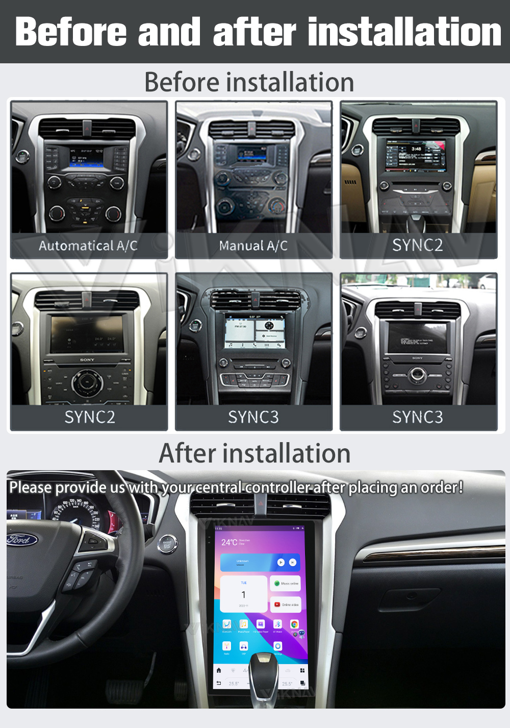 Wireless Android 11 Car Radio For Ford Mondeo 2013-2021 GPS Navigation