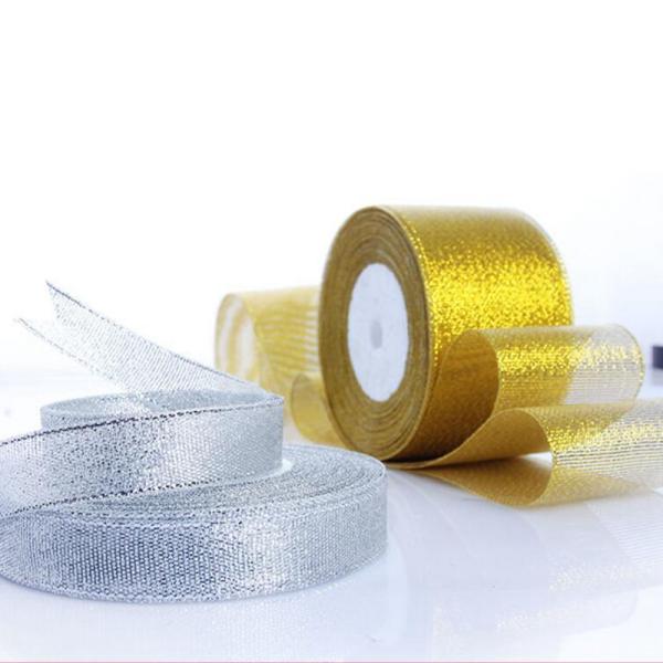 2020 Hot sale different size gold silver metal ribbon solid color ribbon for gift wrapping