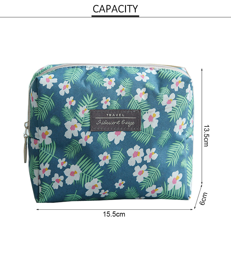 Lady'S Flower Pattern Polyester Cosmetic Makeup Bag