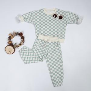 Wholesale French Terry Pullover Sweat Shirt 230gsm Children'S Play Set With Checkered Print from china suppliers