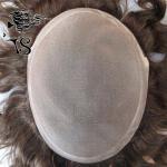 Natural Looking Human Hair Mens Lace Toupee , Male Hair Replacement Systems