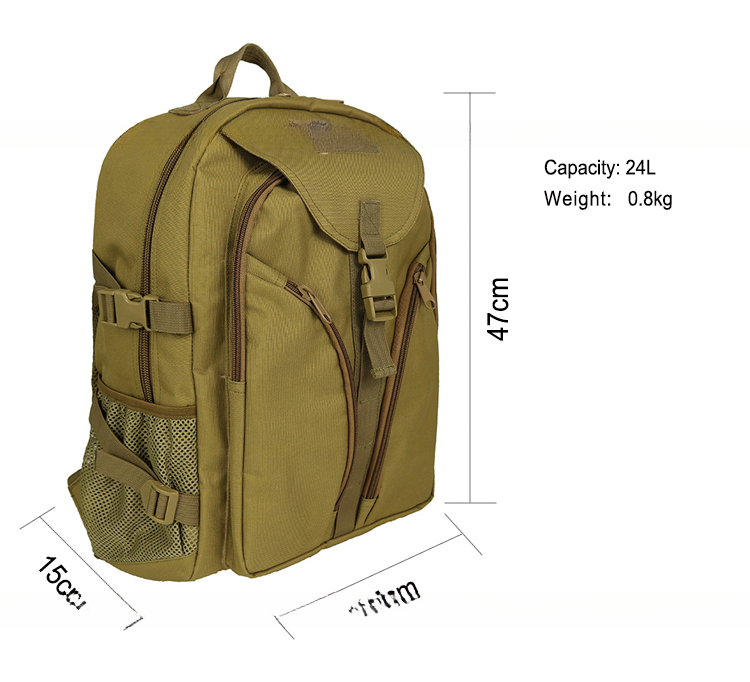 Men's Outdoor Sports Backpack 24L Waterproof Hiking Bag with Physiological Curve Back