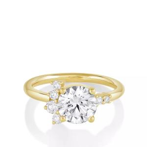 Wholesale round diamond setting engagement ring 14K Solid Gold real diamond rings for engagement women from china suppliers