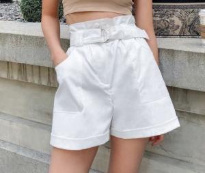Wholesale Sweet Cotton Short Pants Anti Wrinkle Korean Casual Pants With Belt from china suppliers