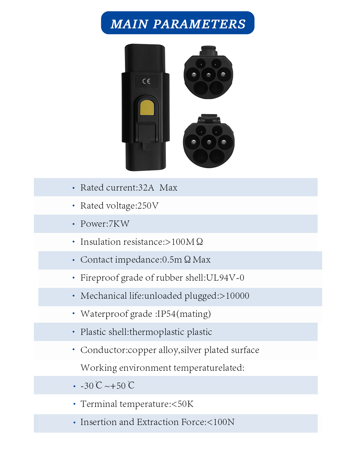 GBT Car Charger Plug Type2 Adapter 7Kw Single Phase with Lock and Power Off Button Upgrade Your Electric Car Charging