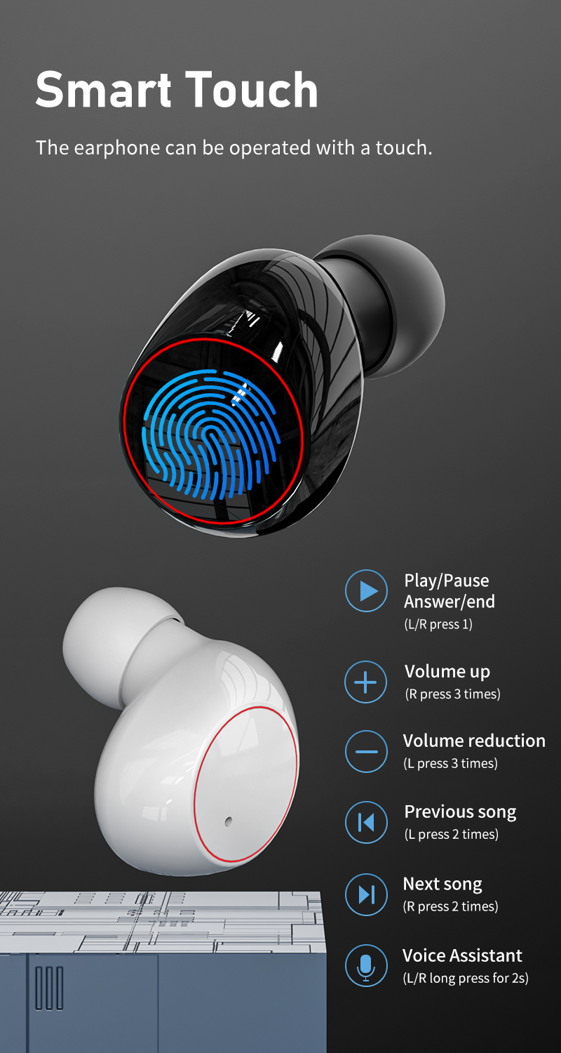 Wireless Earbuds TWS In-Ear Gaming Earphones Headphones Powered 200mAh Battery