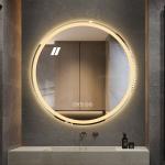 Waterproof Frameless Touch Screen Vanity Smart Led Light Round Bathroom Silver