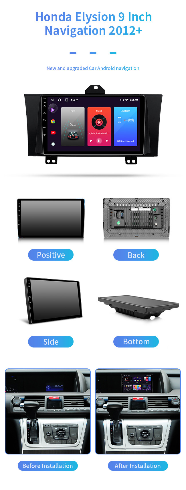 For Honda Elysion 2012+ Voice-Controlled Vehicle Display Bluetooth Car Navigation