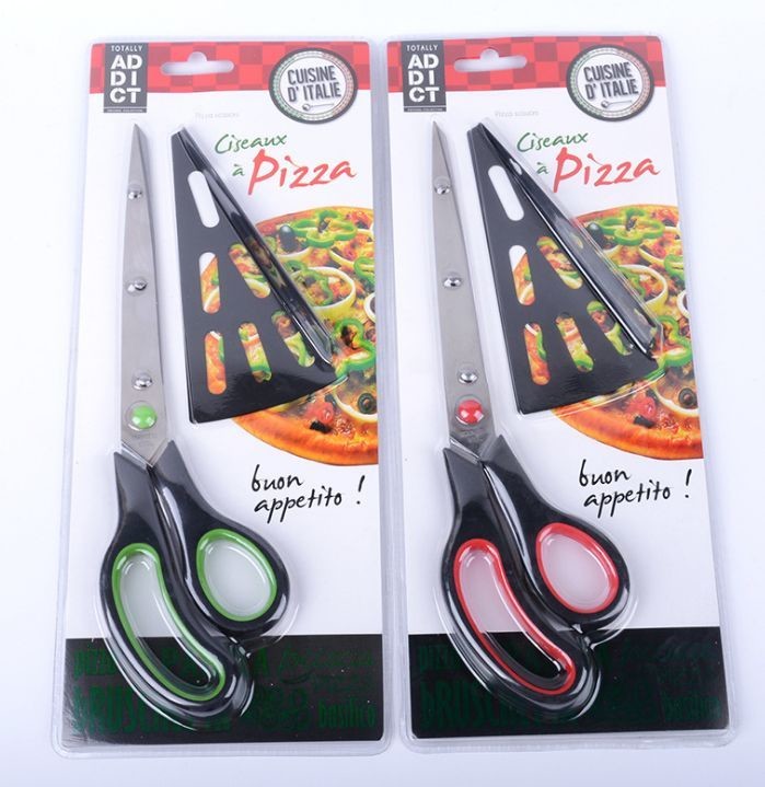 FDA PP Small Kitchen Tools , Pizza Cutter Scissors With Detachable Spatula
