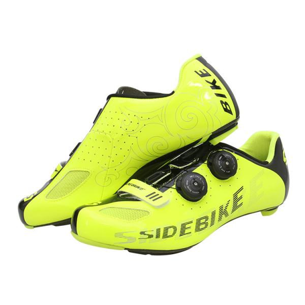 Fluorescent Yellow Cycling Shoes / Carbon Fiber High Stiffness Light Weight Bike