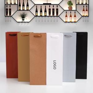 Wholesale 157gsm Insulated Washable Brown Paper Wine Bags Die Cut Handle from china suppliers