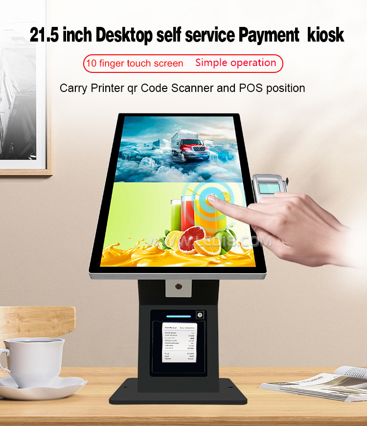 21.5 Inch Desktop Capacitive Touch Screen Self Service Automatic Order Kiosk