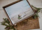 Custom Sliding Lid Wooden Photo Album Box For Usb Flash Drive / Wedding