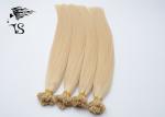 Pre Bonded U Tip Colored Human Hair Extensions , Blonde Russian Weft Hair