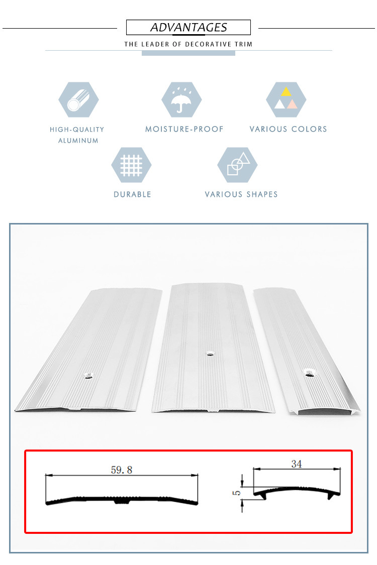 1mm Aluminium Transition Strip , Anodic aluminium flat door bar threshold strips