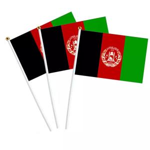 Wholesale White Pole Personalised Hand Held Flags 100D Polyester Afghanistan International Flag from china suppliers