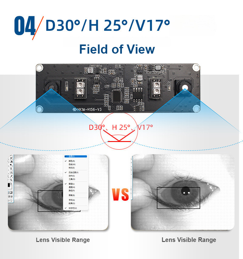 HK5M-H156 HD 5MP Iris Recognition USB Computer Camera Industrial Module 1080p Infrared Light H150 Pixel Size 3.0μm x 3.0μm