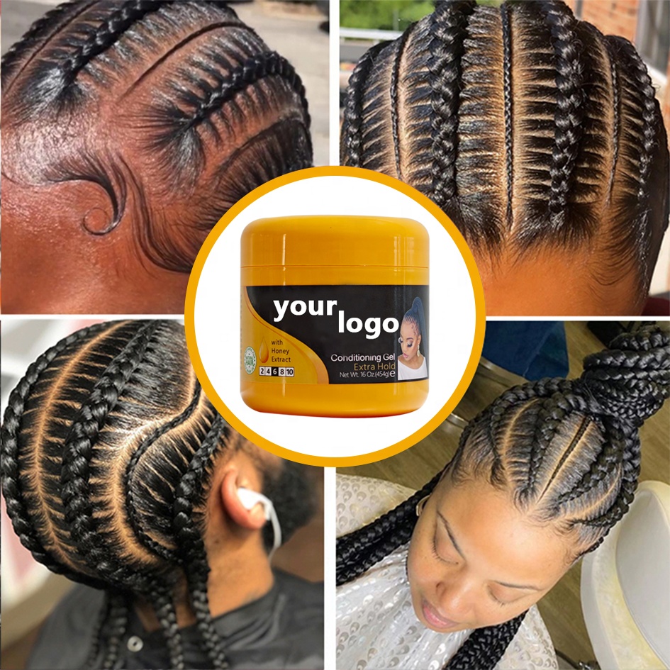 Extra Hold Smooth Edge Control Braid Gel with Salon Hair Color and Conditioning Gel