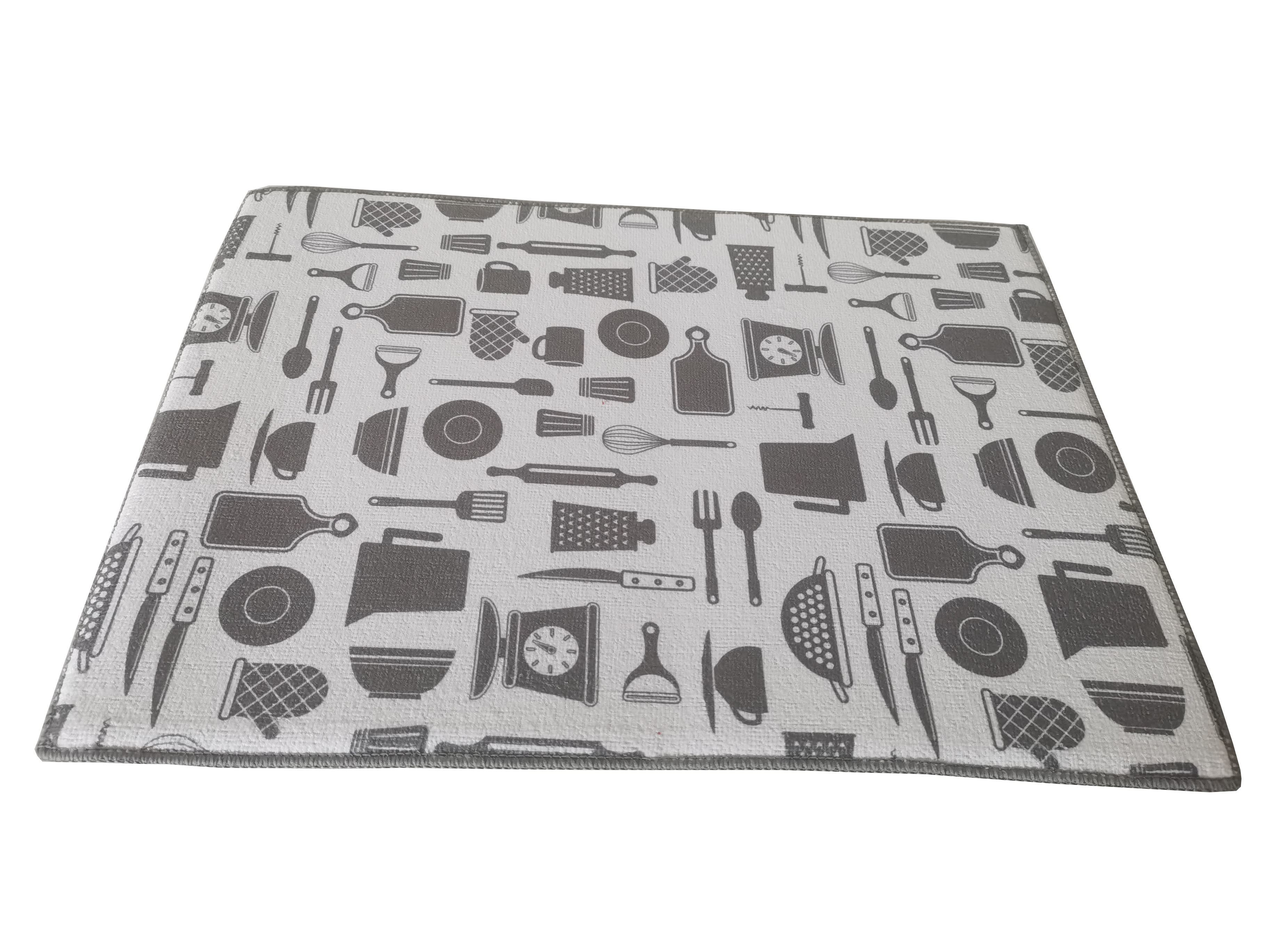 100% Microfiber Printed Kitchen Dish Drying Mat Polyester