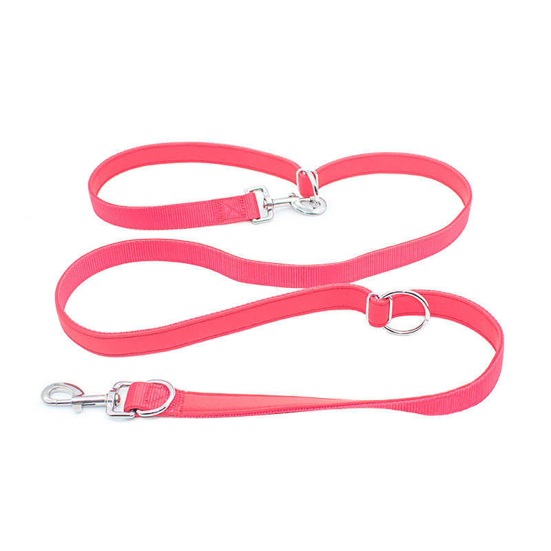 Outdoor Running Personalized Nylon Multifunctional Pet Dog Leash with One Drag Two Double-Headed Dog Rope Durable and Versatile