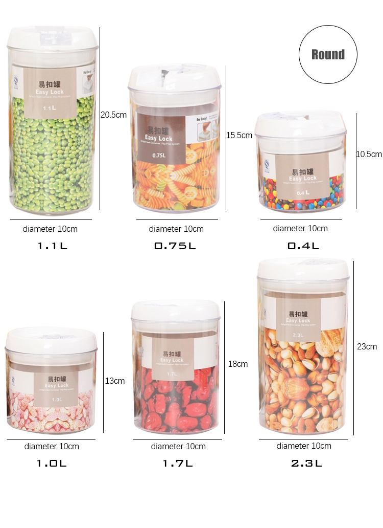 1.2L 1.9L Airtight Plastic Storage Containers With Rubber Seal Leak Proof