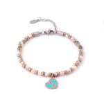 Natural stone chain peach heart bracelet, women's minimalist design, women's