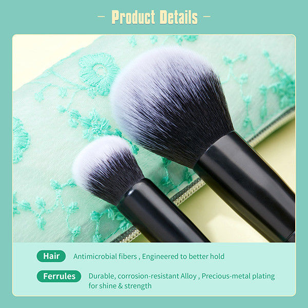 Antimicrobial Fiber Jessup 9pcs Turquoise Makeup Brushes