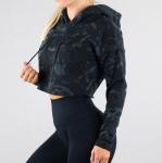 95% Cotton 5% Spandex Women'S Casual Hoodie Sports Activewear Camo Crop Hoodie