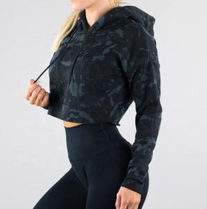 Wholesale 95% Cotton 5% Spandex Women'S Casual Hoodie Sports Activewear Camo Crop Hoodie from china suppliers