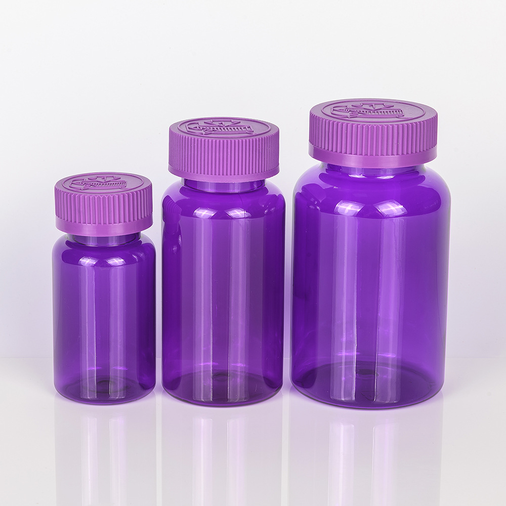 Wide Mouth Clear Blue Frosted Pill Supplement Capsules Empty Vitamin Plastic Bottle with Screw Cap Capsules Tablets PET Bottle