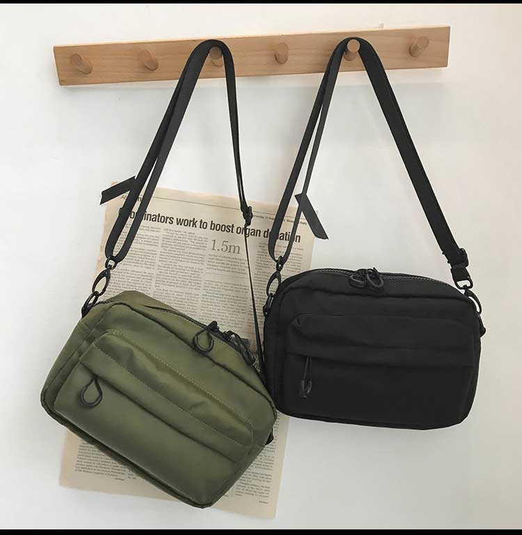 Waterproof Durable Nylon Unisex Fashion Cross Body Sling Bag for Teenager Solid Color