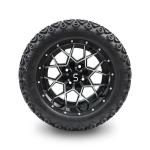 14 Inch Golf Cart Machined/Glossy Black Rims And 22*10-14 DOT Off-road Tires ET