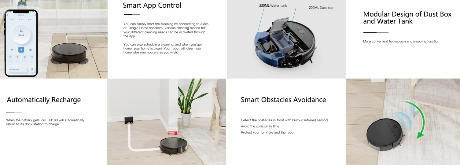 Smart Gyro Robot Vacuum Cleaner Wifi APP Control