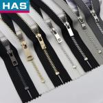 Stylish Metal Coat Zips Grey / White Smooth Zipper For Bags