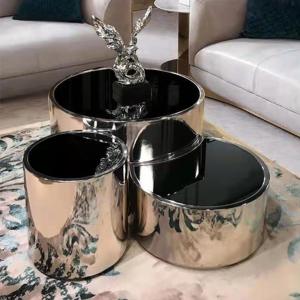 Wholesale 0.9m Luxury Round Coffee Table Sectional Stainless Steel Latte Couchtisch from china suppliers